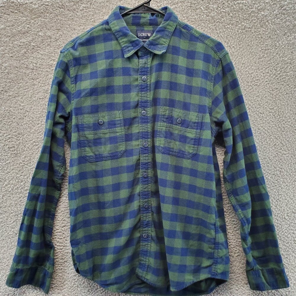 J Crew Plaid Flannel Shirt Classic Men's Size‎ Medium M Plaid Navy Green
